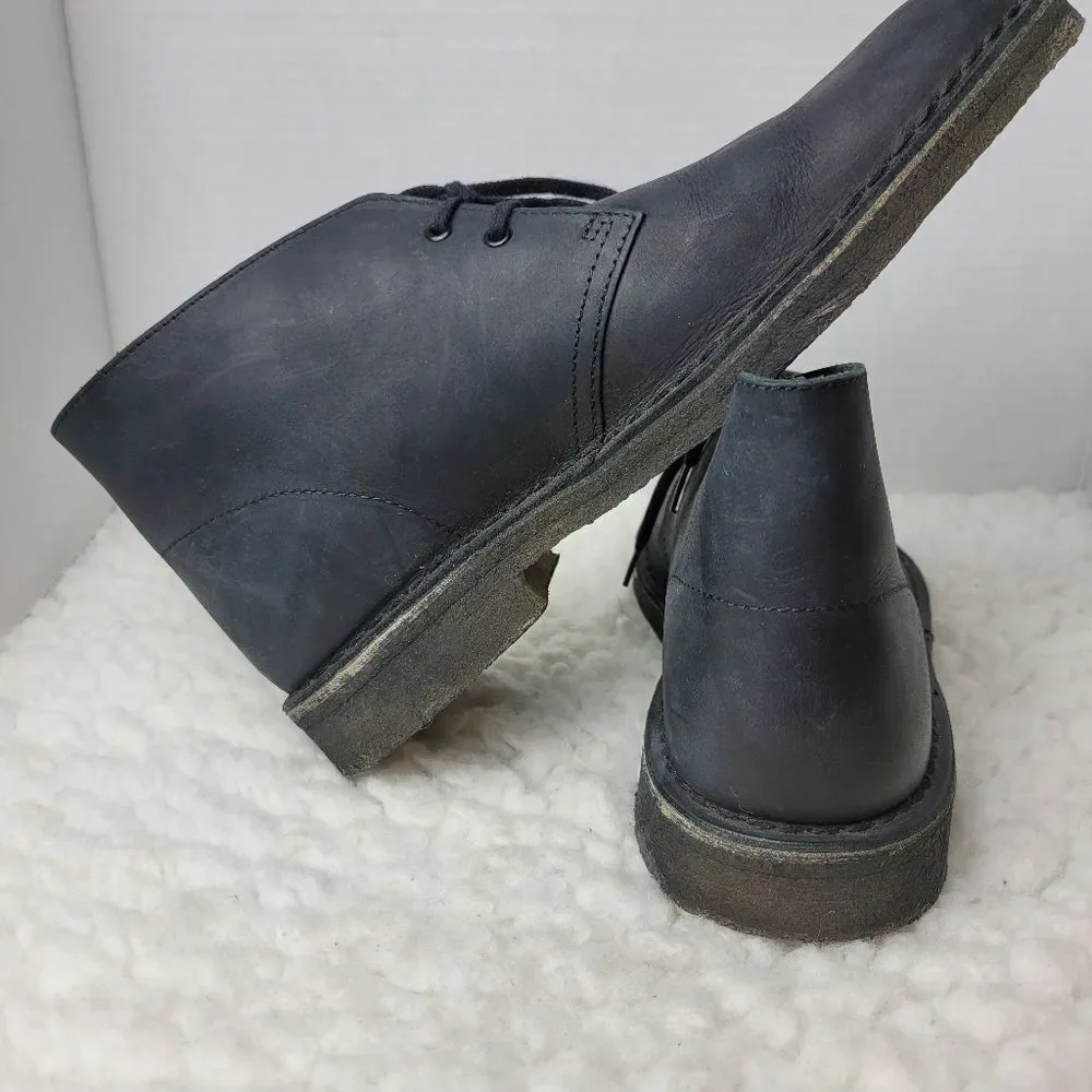 Clarks Original Chukka Desert  Boots Mens Size 8.5 Black Beeswax Leather